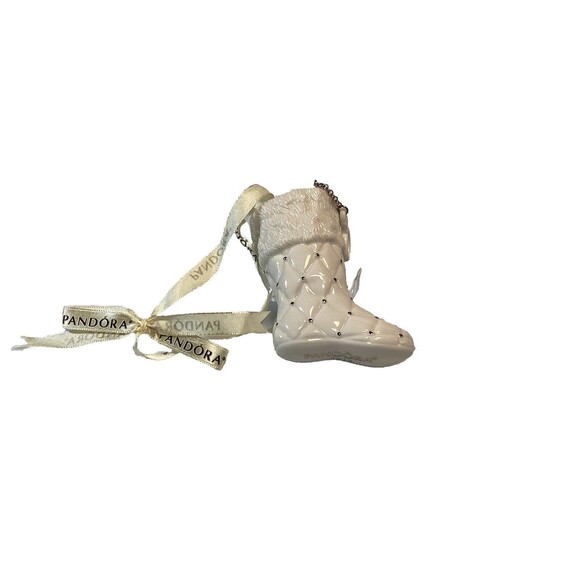 Pandora Porcelain Christmas Stocking Ornament 2012 With Ribbon Hanger 3.5in - Picture 4 of 5